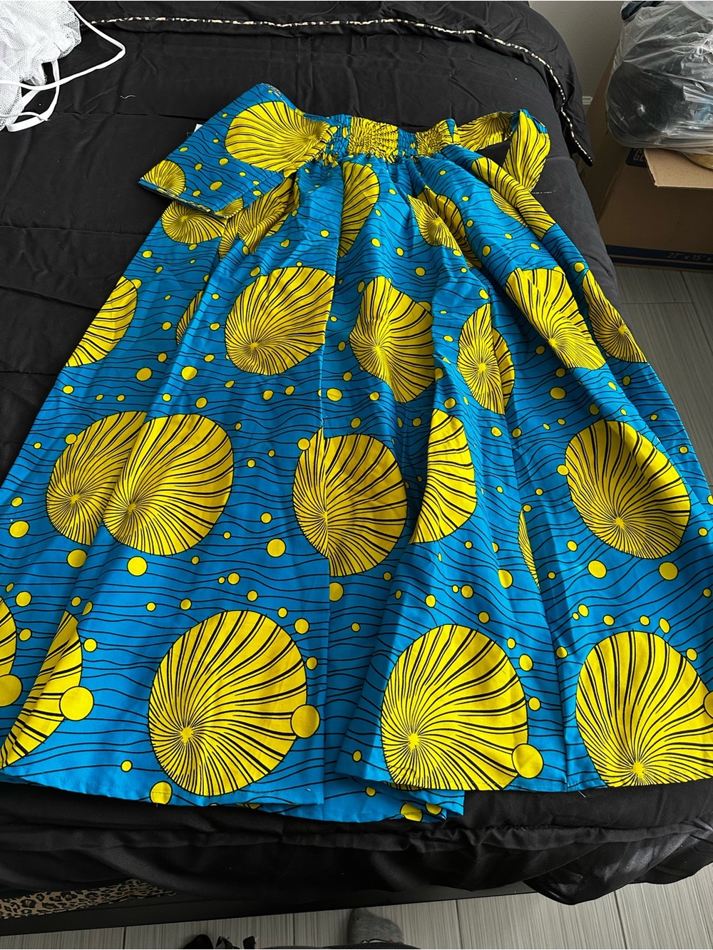 Women’s Blue & Yellow Printed Maxi Skirt
